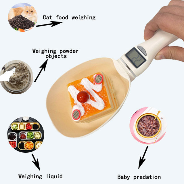 Pet Food Measuring Scoop Electronic Dog Cat Food Measuring Cup Digital Spoon Scale Kitchen Food Scale with LED Display